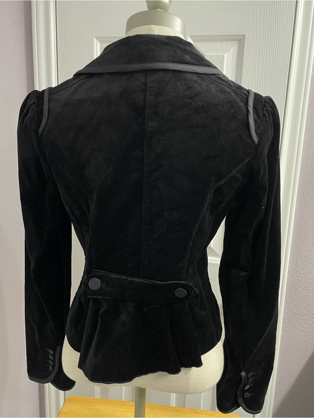 White House Black Market Black Velvet Cotton Blend Blazer Jacket Size 2 - Picture 2 of 7